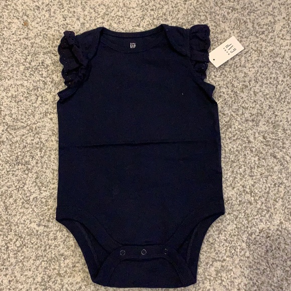 GAP Other - Gap Baby Girl Navy ruffle sleeve Onesie